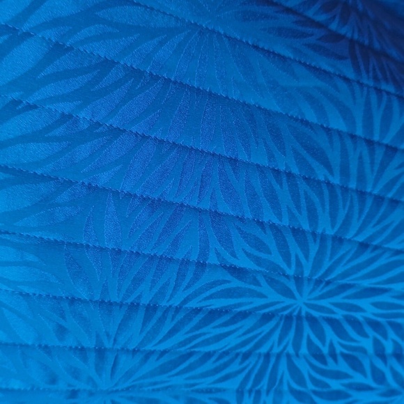 Vtg Chez Soie 100% silk quilted asian style chic lightweight blue blazer sz M - Picture 3 of 8